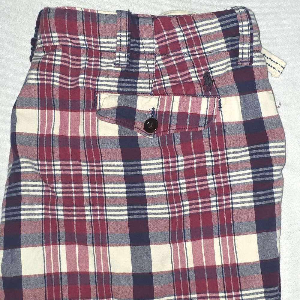 Polo Ralph Lauren‎ Plaid Shorts Men Red White Blue Drawstring Pony Logo Size 40